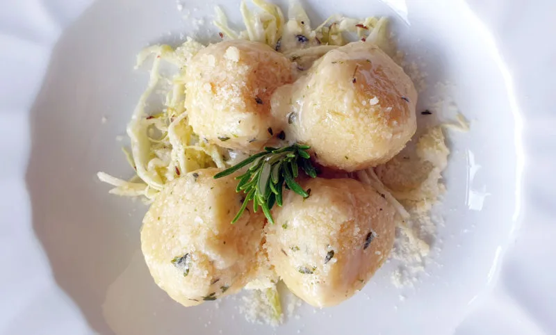 Potato dumplings at Antico Fienile 