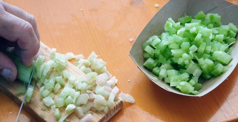 flat lay cutting vegetables to make jam