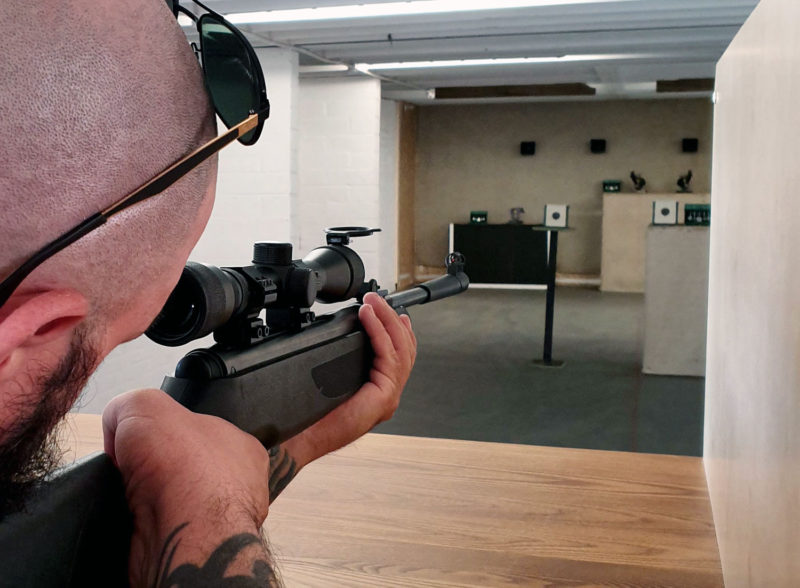 Shooting at Studley Castle's indoor shooting range