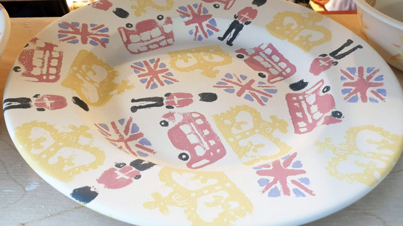 Completed plate decorating at Decorating Studio at Emma Bridgewater