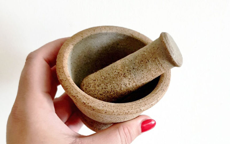 Handmade mortar & pestle from Clay College in Stoke-on-Trent