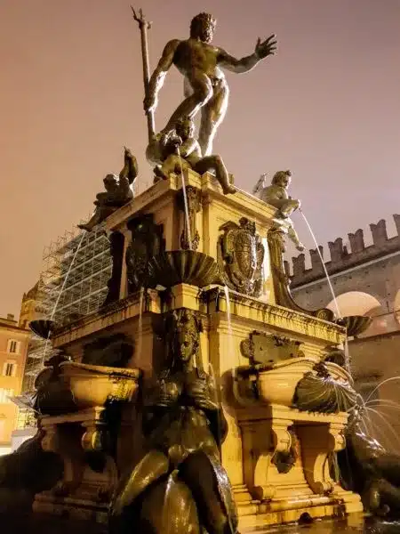 The Neptune Fountain in Bologna Italy, just one of the many places to go sightseeing in Bologna