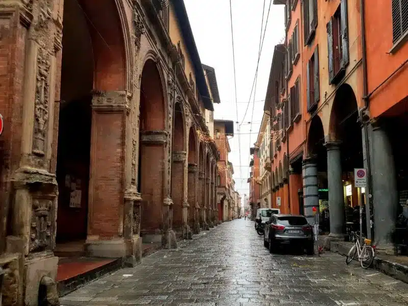 There are porticoes throughout Bologna which makes taking a stroll one of the best places for sightseeing in Bologna Italy