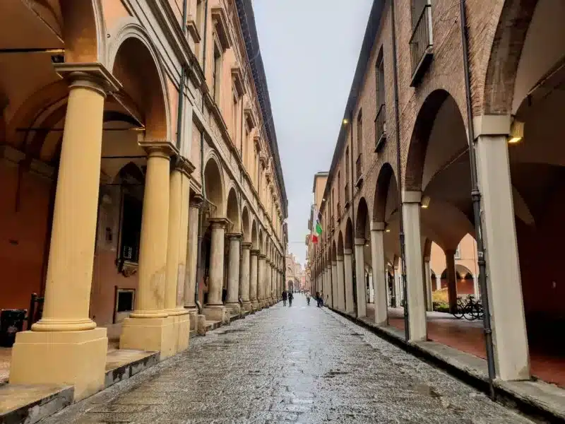 The portico-lined streets of Bologna, just one of many places for sightseeing in Bologna