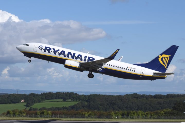 Ryanair plane in flight