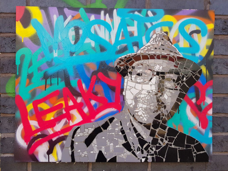 Tiled mural on a building, Street art in Manchester