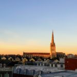 View of Norwich city at sunset