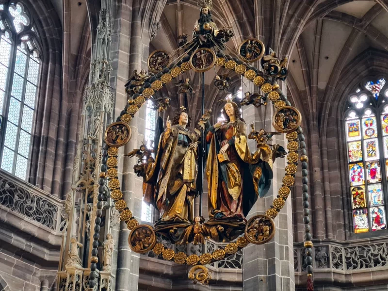 Veit Stoss Annunciation church hanging in St. Lorenz in Nuremberg