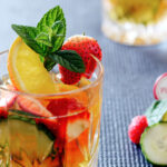 Glass with pimms and fruit