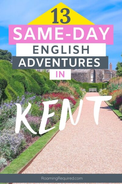 Embrace the staycation by exploring more of the UK with one of these great day trips to Kent. All of them can be reached in less than 2 hours from London. Discover the English countryside in Kent by spending the day discovering with quaint villages, historic landmarks and castles, and dramatic coastlines that are within easy reach on a day trip from London. #London #DayTrip #Roadtrip #Driving #Vacation #Holiday #UK #UKRoadtrip #Kent