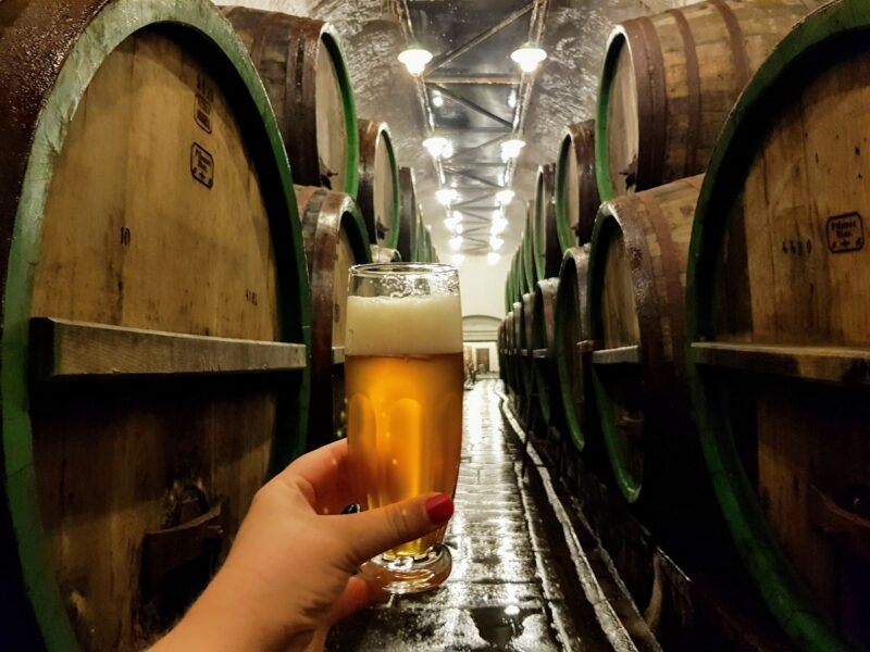 Freshly tapped beer at Pilsner Urquell in Pilsen 