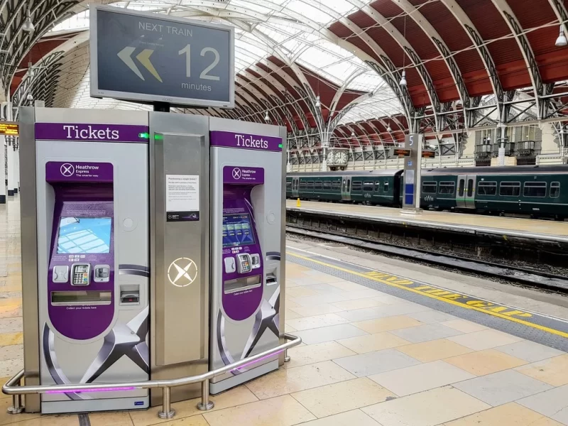 Heathrow Express ticket machine on train platform