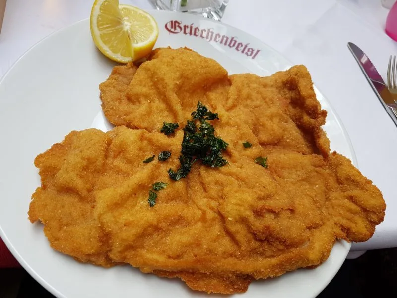 Schnitzel at Grienschenbeisl - Schnitzel in Vienna