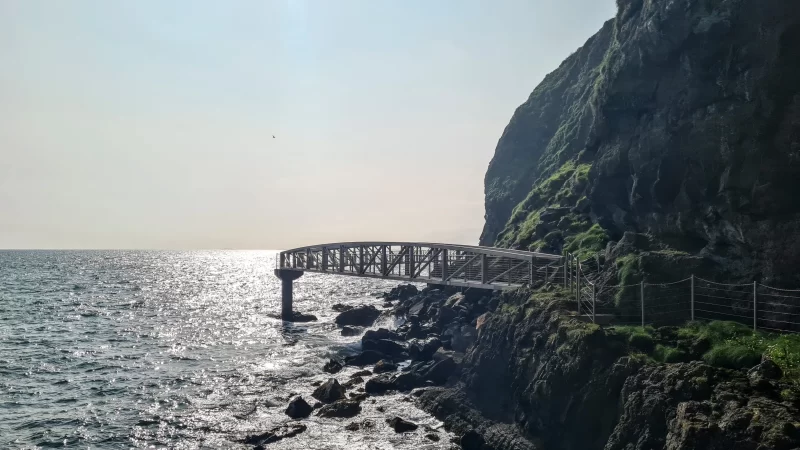 Another view of the Third Bridge along The Gobbins cliff path. 
