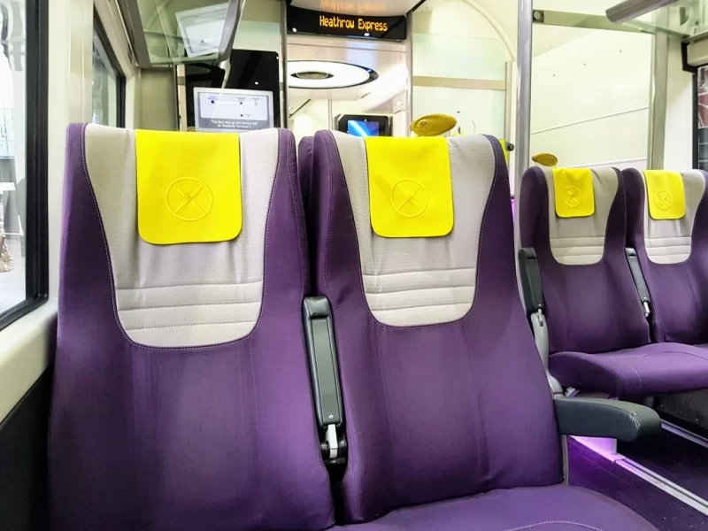 Heathrow Express seats in the Express Class carriage