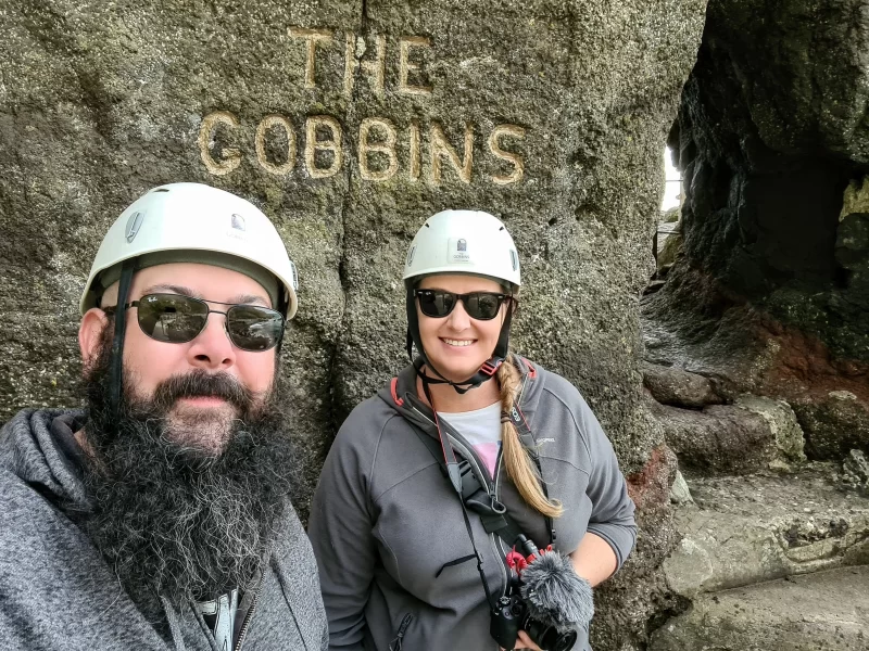 Roaming Required standing at the entrance to The Gobbins cliff path