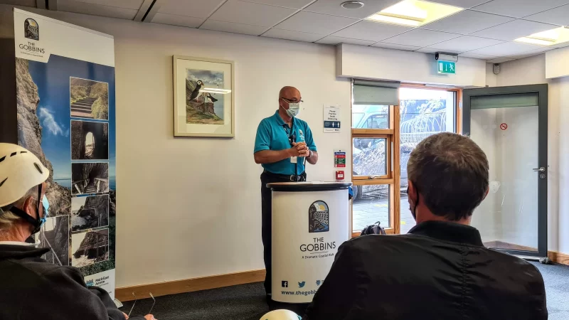 Safety briefing at The Gobbins Visitor Centre