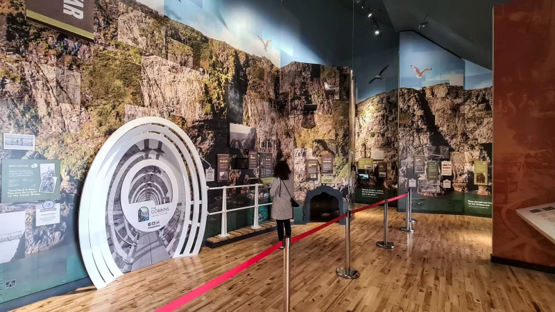 The Gobbins Visitor Centre full of information boards. 