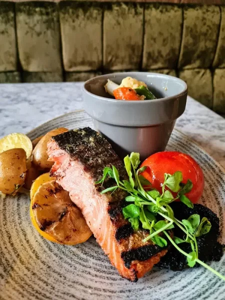 The salmon main at the restaurant at the Holiday Inn Winchester