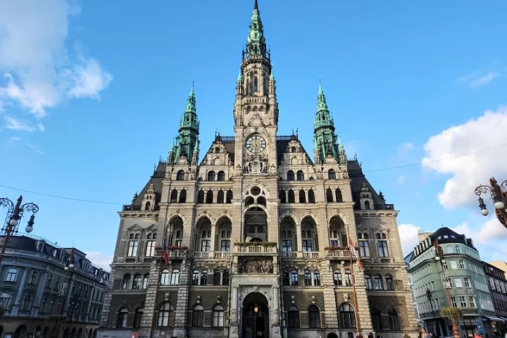 Wide angle view of Liberec Town Hall