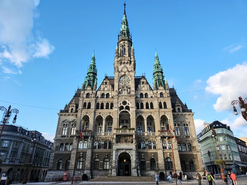 Wide angle view of Liberec Town Hall 