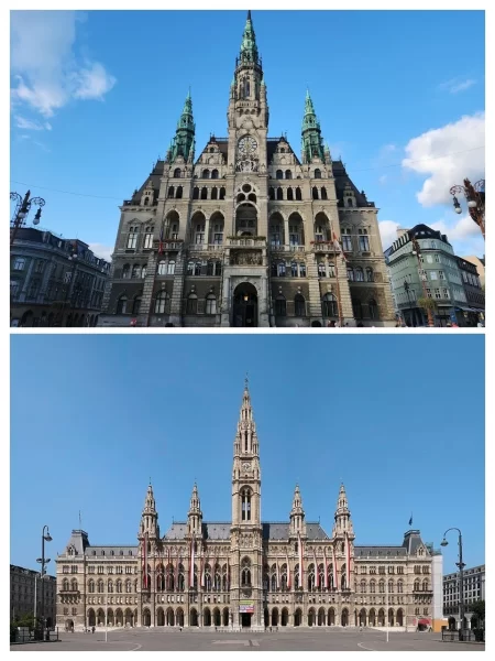 Liberec Town Hall and Vienna Town Hall side by side comparison