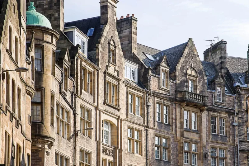 Victorian buildings in Edinburgh, Scotland. Just one of many great places to add to your list of day trips from Glasgow