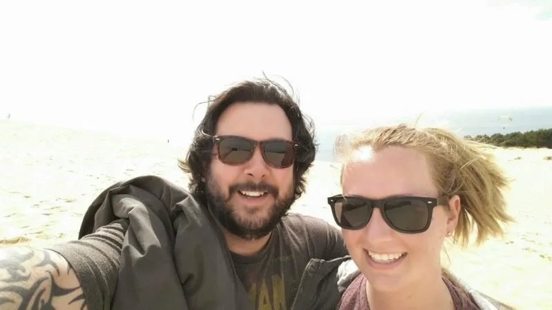 Roma and Russ on the famous Dune du Pilat in France