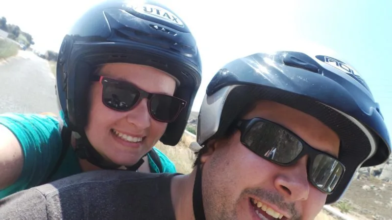 Roma and Ross on a n ATV in Greece