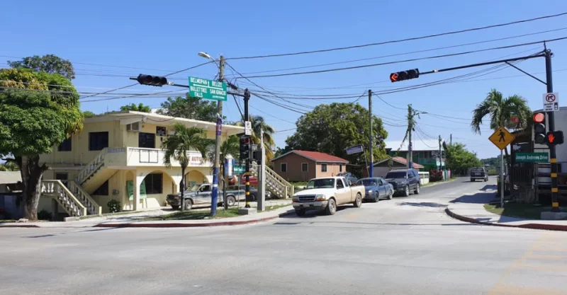 A major intersection in San Ignacio in Belize