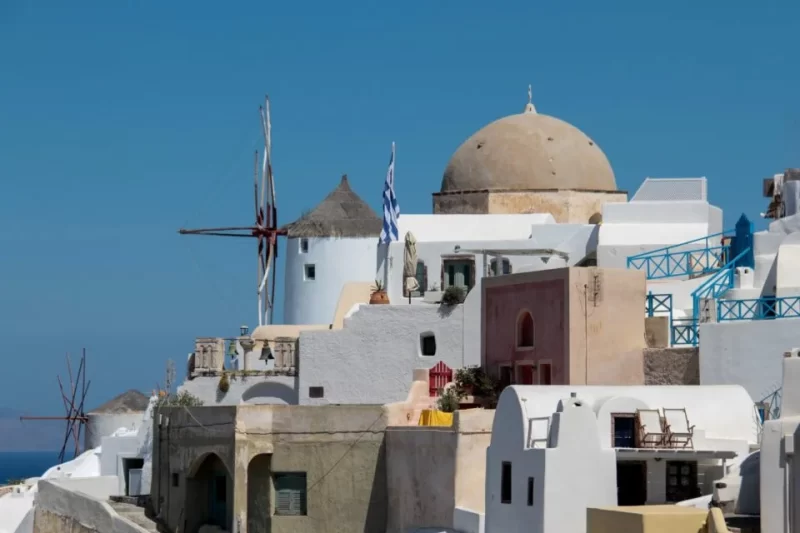 Santorini village buildings