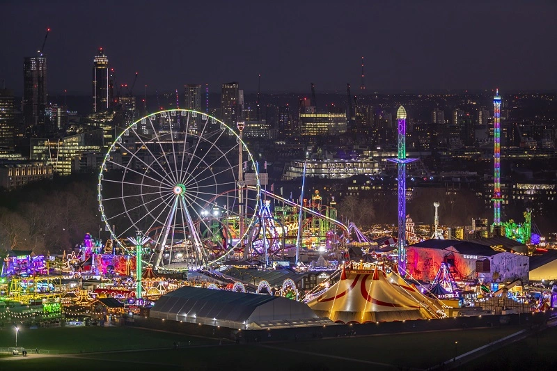 Aerial view of Winter Wonderland in London