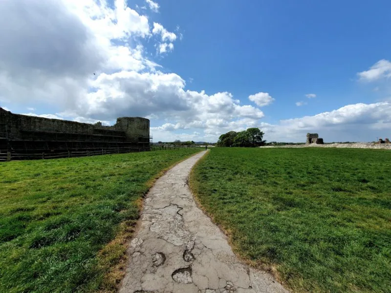 Walking path leading to Pevensey Castle