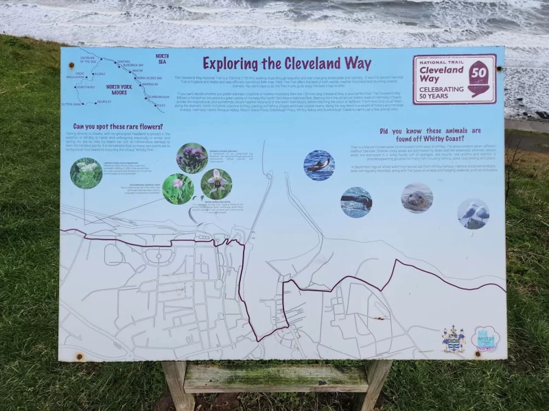 A map showing the entire length of The Cleveland Way