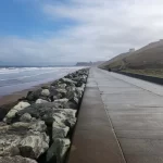 Path along the Whitby beach promenade, part of the Cleveland Way in the North York Moors