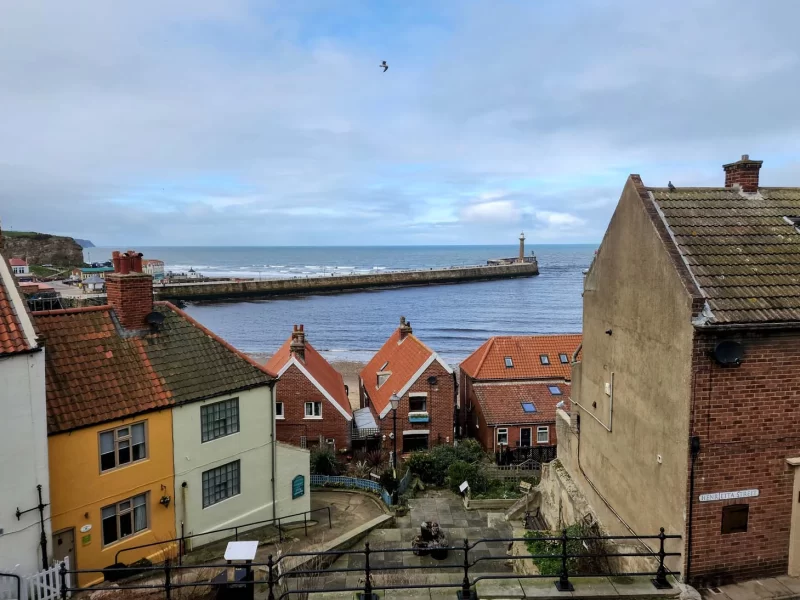 The view from the 199 stairs to Whitby Abbey