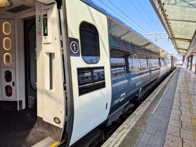 Exterior of Avanti West Coast First Class train carriage