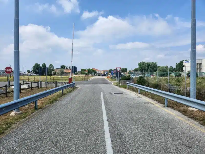 The view looking back towards the bus stop near Porto Corsini in Ravenna Italy