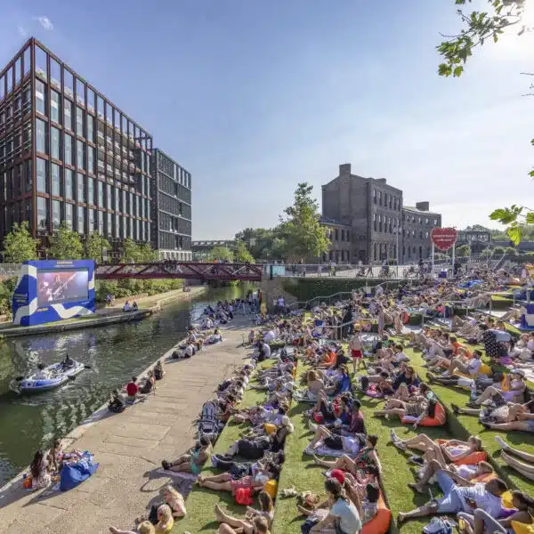 Screen on the Canal, Granary Square, King's Cross. Just one of many places to watch Wimbledon in London