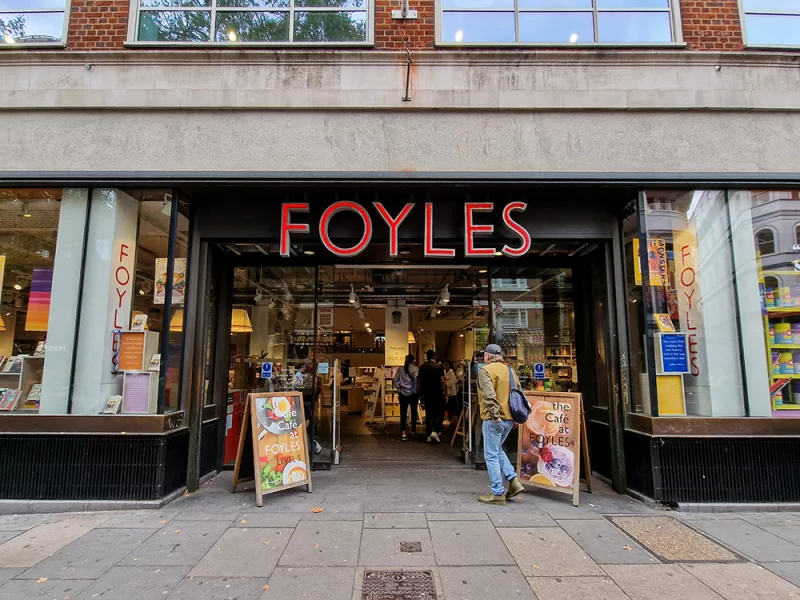 The exterior of Foyles bookshop in London