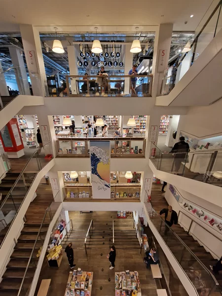 Foyles bookshop in London as seen from the upper floors