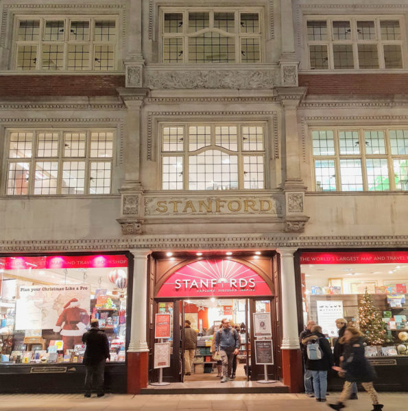 The exterior of the old Stanfords building that once stood on Long Acre in London