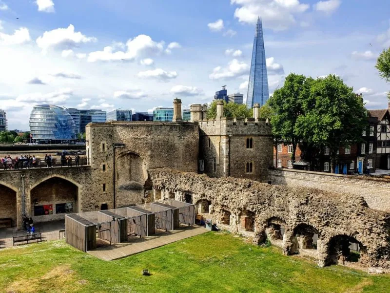 View of The Shard from within the walls of the Tower of London