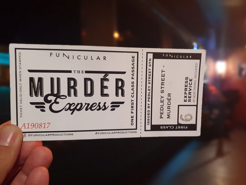 Ticket for The Murder Express, immersive theatre 