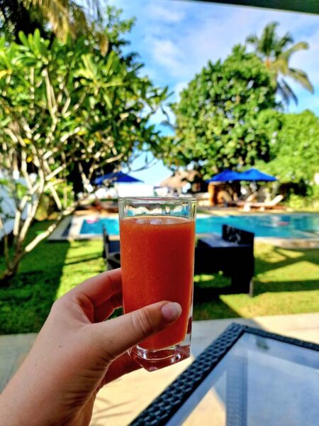 Fresh watermelon juice at Parangi Weligama Bay