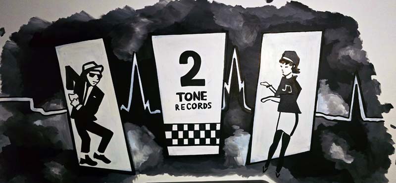 Katie O's black and white murals of Coventry's 2-Tone music scene are on display at Hotel Indigo Coventry