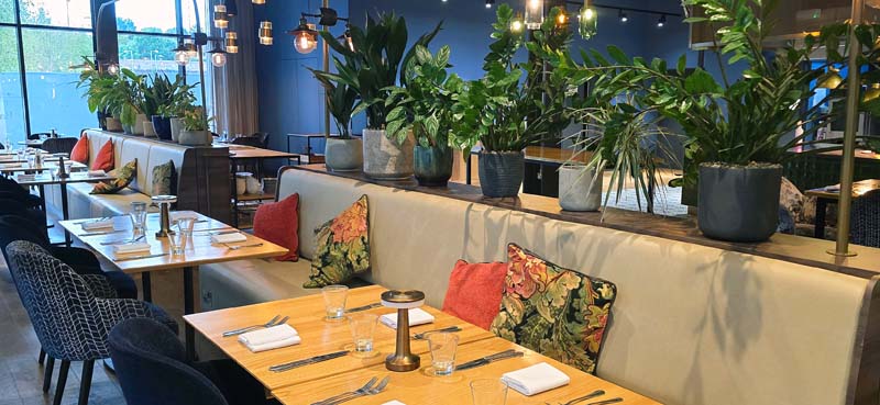 Seating at Cogs Bar at Hotel Indigo Coventry